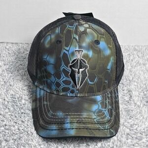 Kryptek Spartan Meshback Snapback Trucker Cap Hat Neptune Blue Black Camo NWT